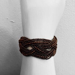 Authentic vintage brown beaded claw cuff bracelet - Pristine!